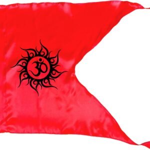 La Jarden® ॐ Aum printed on silky satin fabric in Fluorescent Orange flag for Yoga, Meditation, Bhagwa dhwaj for Temple, home & religious purpose, Divine flag, Best gift for all 1 nos.(40x31 inches)
