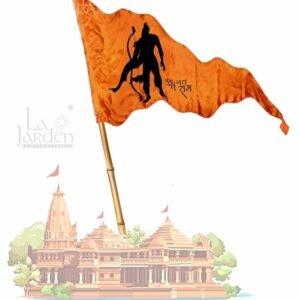 La Jarden Bhagwa, Flag, Jai Shree Ram Printed Bhgwa Dhwaj / Pataka Religious, Spritual Celebration purpose Orange color (Large Size one nos. 36x54inches) Ramji ka jhanda, Triangle Outdoor Flag (Silky, Shiny Satin Cloth)