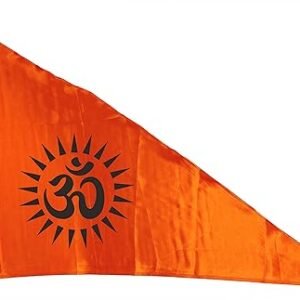 La Jarden LARGE OM FLAG 3 feet x 4.5 feet Bhagwa, Orange color flag, Sun rays Aum/Om printed in black for Yoga, Meditation, Om shanti bhawan, Bhagwa dhwaj for temple, Flag | house & religious purpose