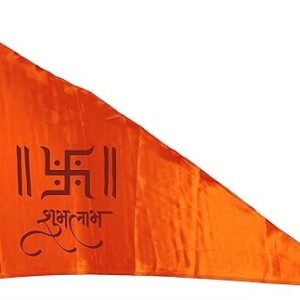 La Jarden स्वस्तिक शुभ लाभ Large bhagwa Swastika 3x 4.5 feet Orange auspicious symbol flag with shubh labh, for any religious ritual, to ward off negative enrgies, brings peace to the home, for gaining positive results, to bring power and shakti to the house (size 36x54 in.)