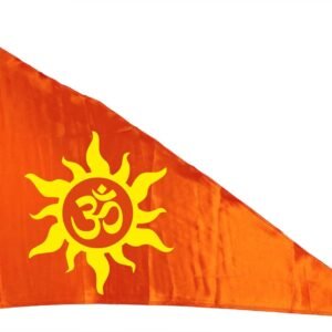 La Jarden? Medium Size Aum printed on silky satin orange flag, Orange flag for Yoga, Meditation, Omshanti bhawan, Bhagwa dhwaj for temple, house & religious purpose (26x40 inches) 1 nos. (Yellow Sun rays bold)