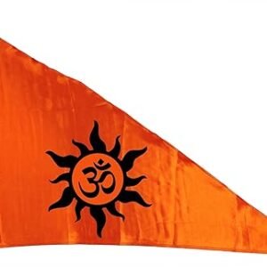 La Jarden Bhagwa, Flag, Large Aum printed on silky satin orange flag, Orange flag for Yoga, Meditation, Om shanti bhawan, Om Bhagwa dhwaj for temple, Om Flag for house & religious purpose (26x40 inches) 1 nos. (Sun rays Black bold)