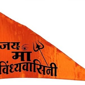 La Jarden? Maa Durga Flag, Jai Ambe Maa, Jai Maa Vindhyavasini Handmade printed on Silky Shiny Satin Flag (Vindhyavasini Medium Size Orange Flag) 26x40 inches