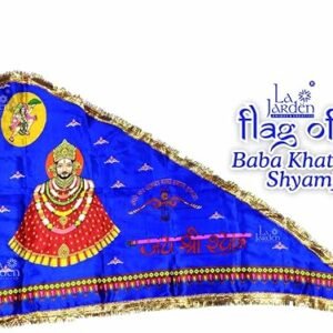 La Jarden? Large size 3x4.5 feet Shyambaba/Khatushyam ji Triangle Hand Flag khatu shyam ji flag | Shyam/Krishan Ji flag, One nos. (Blue)