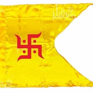 La Jarden? Large Yellow Swastika auspicious symbol flag for any religious ritual, ward off negative energies, brings peace to the home, gain positive results, bring power in the house 40x31 Inch 1nos.