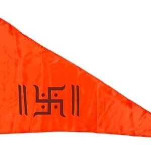 La Jarden Swastika auspicious symbol flag for any religious ritual, ward off negative energies, brings peace to the home, gain positive results [pack of 1 (26x40 SMALL, Fluorescent Orange)
