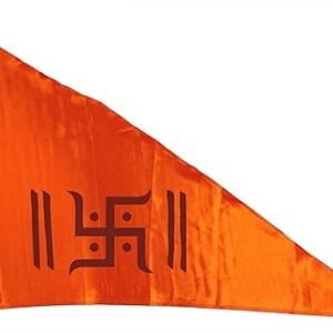 La Jarden Swastika auspicious symbol flag for any religious ritual, ward off negative energies, brings peace to the home, gain positive results [pack of 1 (26x40 SMALL, Orange)
