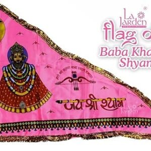 La Jarden? Large size 3x4.5 feet Shyambaba/Khatushyam ji Triangle Hand Flag khatu shyam ji flag | Shyam/Krishan Ji flag, One nos. (Pink)