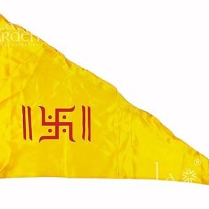 La Jarden® Large Yellow Swastika auspicious symbol flag for any religious ritual, ward off negative energies, brings peace to the home, gain positive results, bring power in the house 36x54 Inch 1nos.